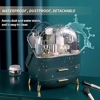 Luxury Portable Cosmetic Organizer Box with Lid & Drawers – Elegant Makeup & Skincare Storage Case for Vanity or Travel