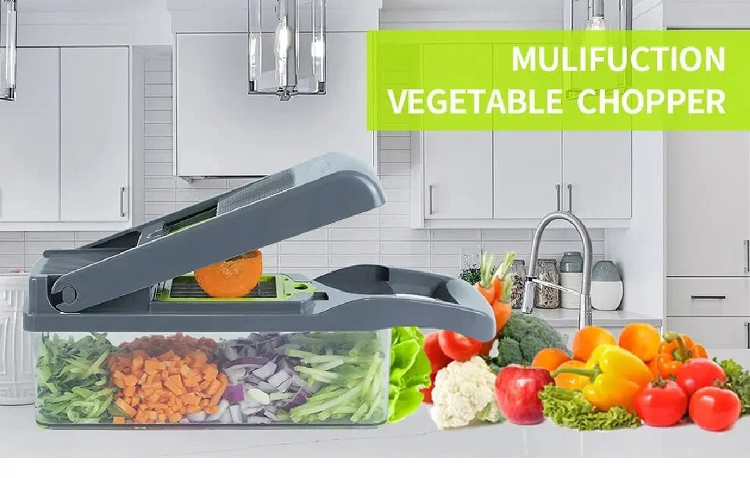 16-in-1 Vegetable Chopper & Slicer – Multi-Blade Kitchen Cutter with Container