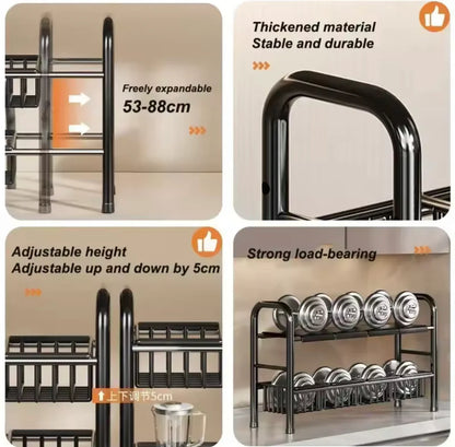 Adjustable Dish Rack – Multifunctional Kitchen Organizer for Plates, Bowls & Utensils