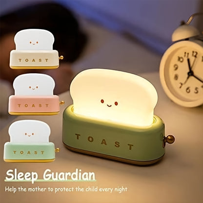 Cute Toast Night Light – Adjustable Brightness Bedside Lamp