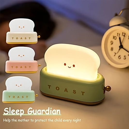 Cute Toast Night Light – Adjustable Brightness Bedside Lamp