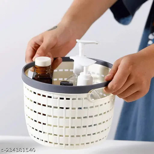 Mini Round Desktop Plastic Basket – Cute Organizer for Office & Home