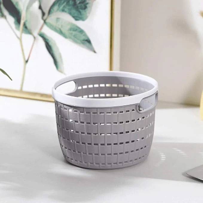 Mini Round Desktop Plastic Basket – Cute Organizer for Office & Home
