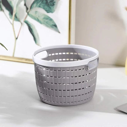 Mini Round Desktop Plastic Basket – Cute Organizer for Office & Home
