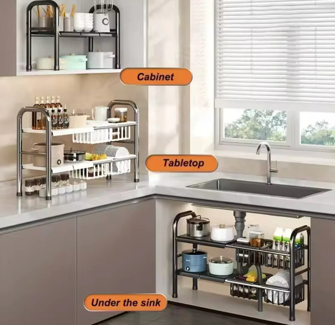 Adjustable Dish Rack – Multifunctional Kitchen Organizer for Plates, Bowls & Utensils