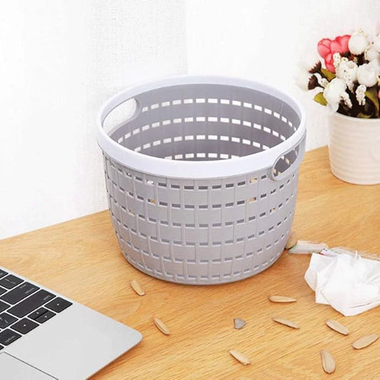 Mini Round Desktop Plastic Basket – Cute Organizer for Office & Home