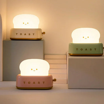 Cute Toast Night Light – Adjustable Brightness Bedside Lamp