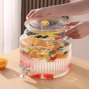 Acrylic Round Juice Container – Clear Beverage Dispenser
