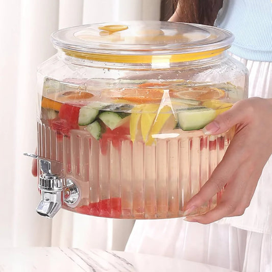 Acrylic Round Juice Container – Clear Beverage Dispenser