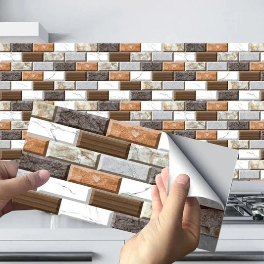 24pcs Mosaic Tile Stickers – Self-Adhesive & Waterproof Wall Decals