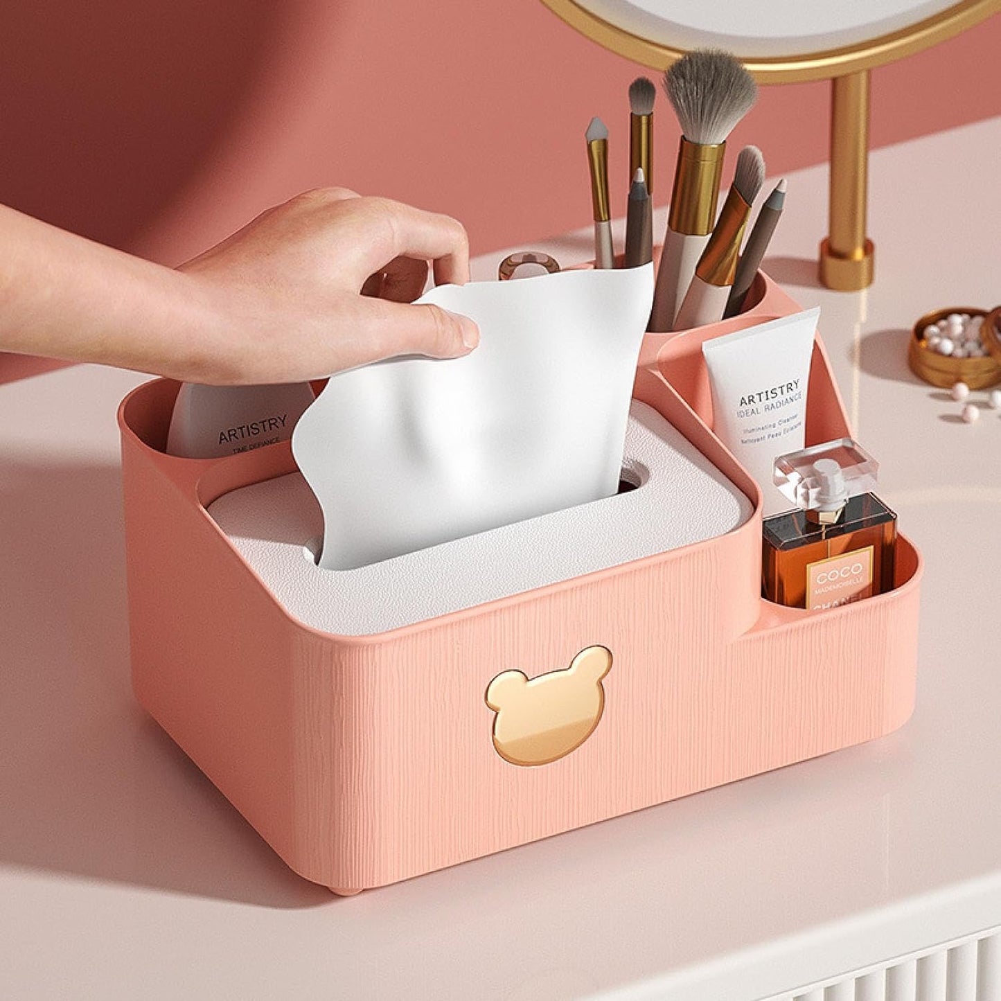 Mickey Tissue Box – Multi-Grid Rectangular Paper Towel Holder for Home & Office