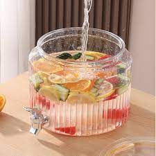Acrylic Round Juice Container – Clear Beverage Dispenser