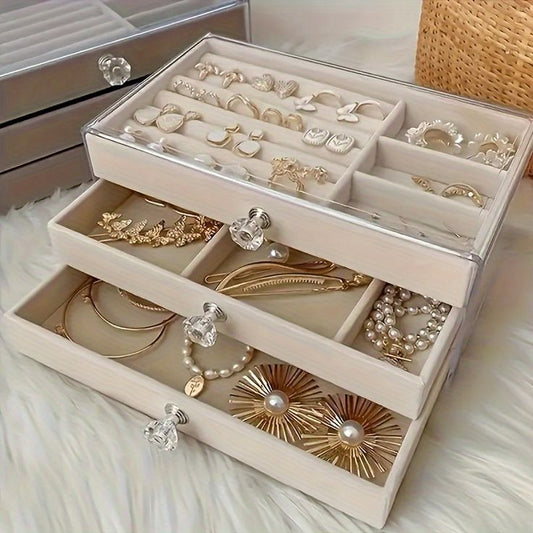 Luxury 3-Drawer Velvet Jewellery Organizer – Stylish & Secure Storage