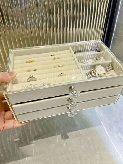 Luxury 3-Drawer Velvet Jewellery Organizer – Stylish & Secure Storage