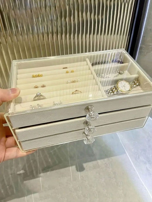 Luxury 3-Drawer Velvet Jewellery Organizer – Stylish & Secure Storage