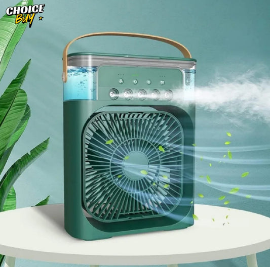 Mini AC Fan with Water Cooling, Humidifier, LED Light &  Speeds